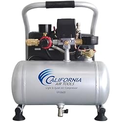 1 of California Air Tools CAT-1P1060S Light & Quiet Portable Air Compressor, Lightweight, Ultra Quiet, Oil-Free, 1 Gallon Steel Tank, .6 HP, 56 dBA Noise Level, Silver