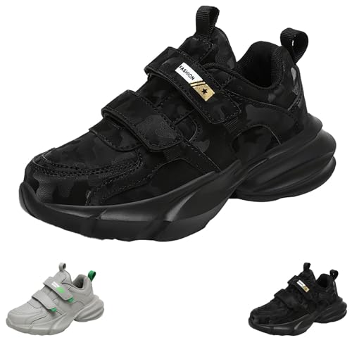 Boys Athletic Sneakers Camouflage Double Buckle Strap Low Top Athletic Running Shoes Hiking Walking Sports Shoes