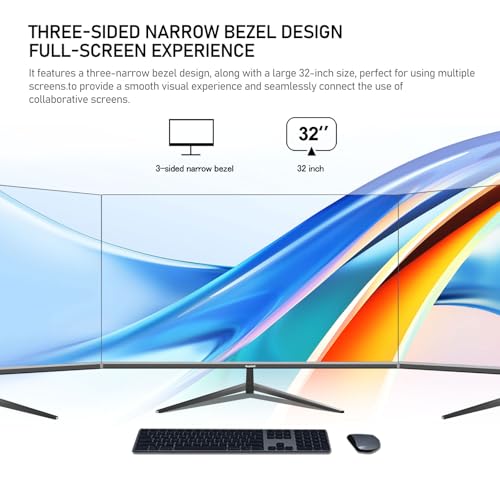 Image of Gawfolk 32 Inch 4K UHD Computer Monitor, Ultra-Clear (3840x2160p) Screen, 100% sRGB,178 Viewing Angle, Display Port、HDMI, Compatible with Wall mounting 100 * 100MM - Black