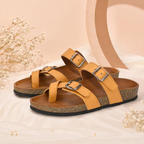 Image of Centrino Women's Berkin-Style Slip-On Sandals | Open Toe Design | Soft PU Footbed | Lightweight & Comfortable | Arch Support | On-Grip Sole | Casual Outdoor Wear (7693)
