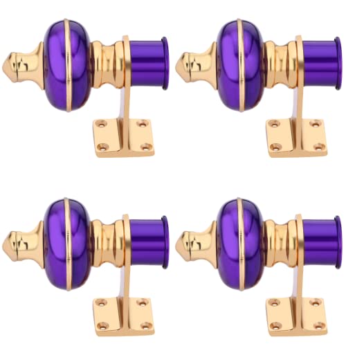 Image of Stylish Curtain Hooks /Curtain Knobs /Rod Rail Bracket for Home Purple Gold Finish Set of 4 Pcs
