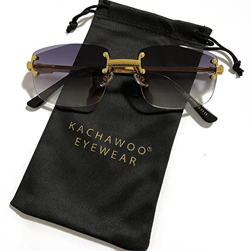 kachawoo Gradient Lens Metal Sunglasses Rimless Square Blue UV400 Brown Women Frameless3