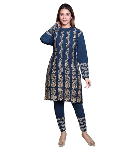 Image of Grand Line Women's Acrylic Woolen Winter Wear Warm Kurta with Palazzo Set