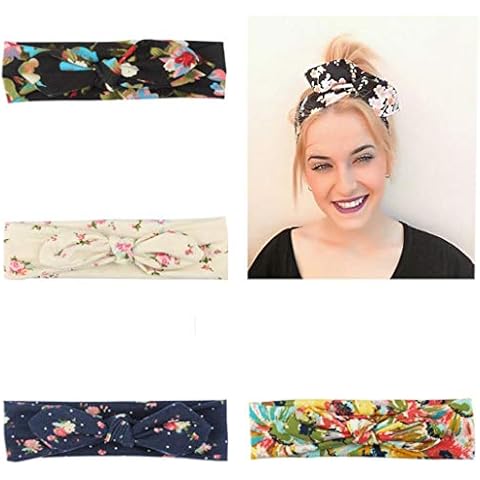 4 Pack Women Headband Floal Style Criss Cross Head Wrap Hair Band Cover