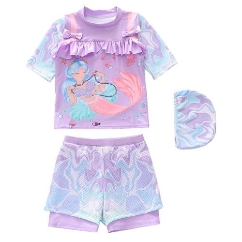 Rash guard fille avec protection anti-UV pour maillot 3 pièces