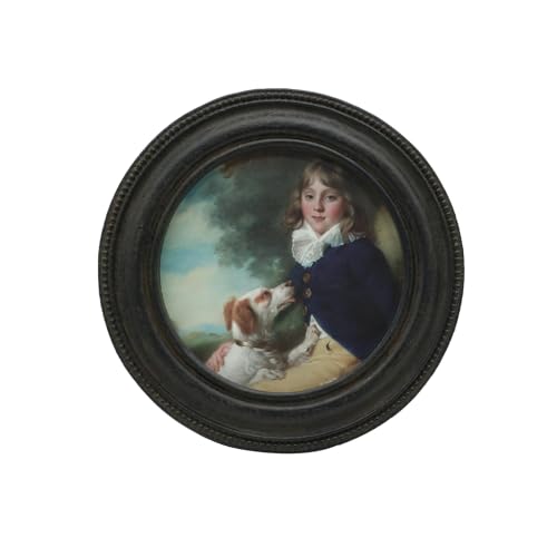 SYLVIA'S SHOP 3x3 Small Vintage Round Picture Frame, Mini Antique Black Grey Ornate Circle Photo Frame, for Tabletop and Wall Display, Retro Home Decor, Old Fashioned Photo Gallery Art