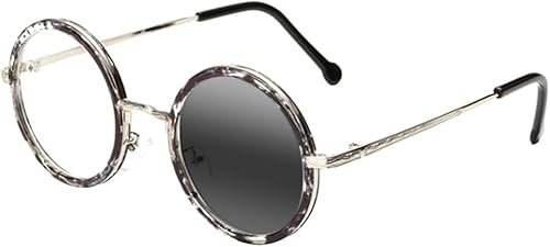 Lentes de lectura multifocales retro con marco redondo progresivo para mujer, fotocromático de transición UV400, lentes de sol