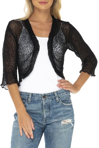 SHU-SHI Bolero Shrugs for Dresses Formal Sheer Cropped Cardigan Cocktail Sweater Lightweight Knit2