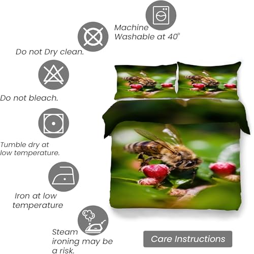 Housse de couette en microfibre douce 90x190 fleurs avec 2 taies ChéRi