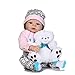 LBYLYH Reborn Baby Doll 57 Cm in Vinile Pieno in Silicone Impermeabile A Grandezza Naturale Bambola A Grandezza Naturale Capelli Castani Bambola Realistica Ponderata Bambola Carina