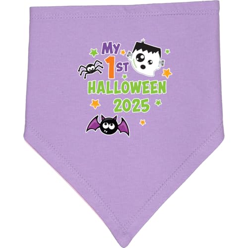 inktastic My First Halloween 2025 with Frankenstein, Ghost, Baby Bandana Bib