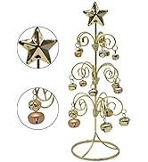 Liwein Iron Christmas Tree Christmas Ornament Display with Bells Wrought Iron Mini Desktop Decora...