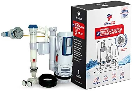 ForeverPRO DFVFVK Universal Water Saving Dual Flush Valve and Fill Valve with Push Button Toilet Repair Kit Fits Standard 2 inch Drain