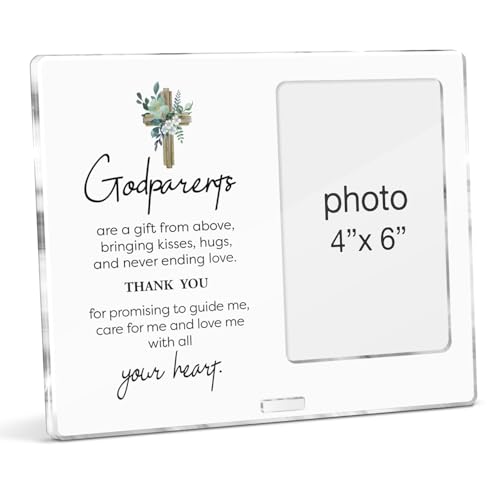 YGBF Godparents Gifts Picture Frame, Godparent Gift From Godchild, Christian Godfathers Godmothers Gifts Godparents Thank You Acrylic Photo Frames, Photo 4 x 6 Inches