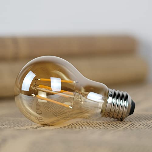 Tianfan 2-Pack Led Bulbs A60 Edison Bulb 4W 2700Kelvin Warm White Vintage Decorative Light Bulbs (Golden) - Image 3