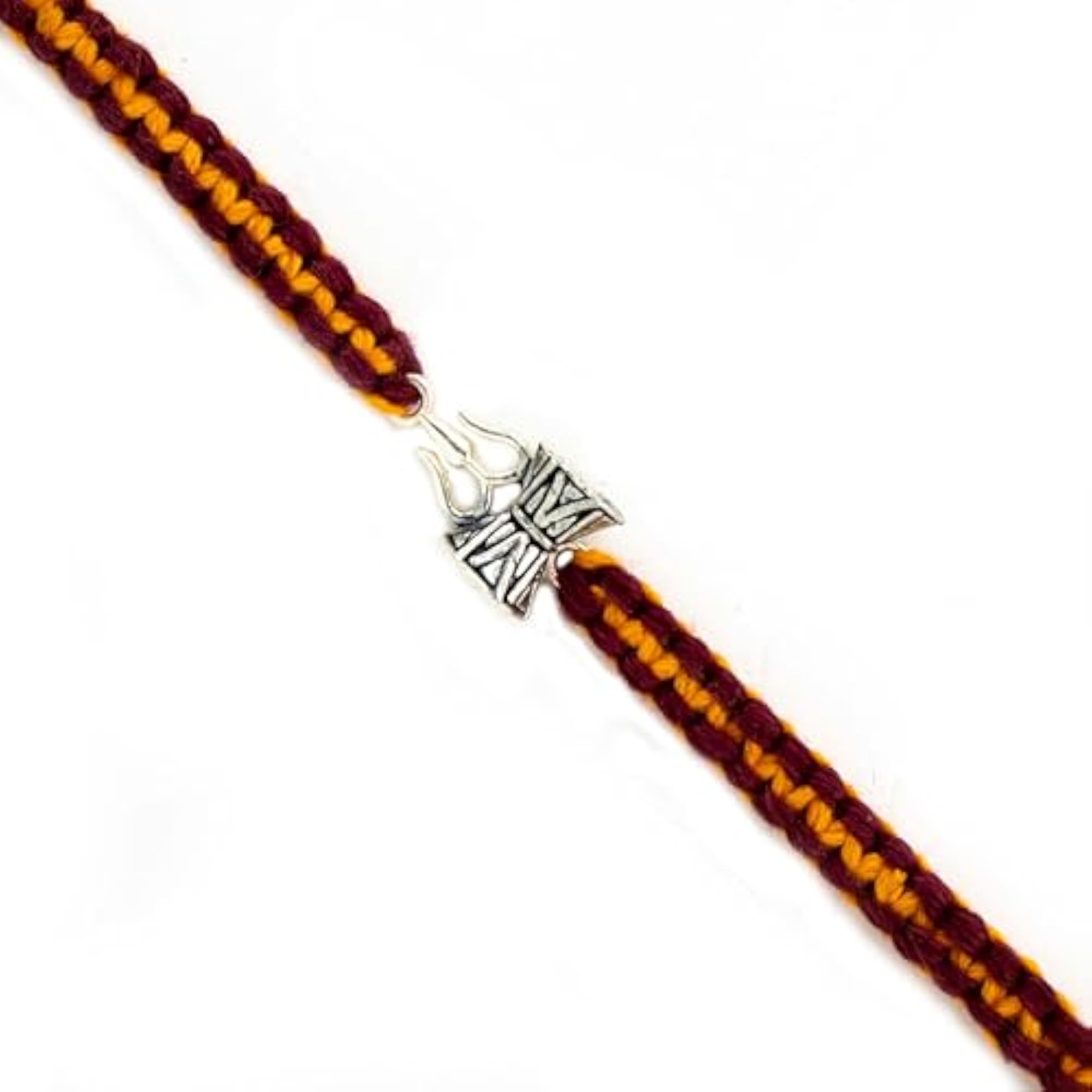925 Pure Silver Rakhi for Men, Oxidised Trishul Damroo Design