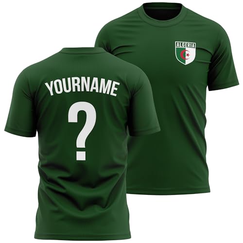 Personalised Algeria T Shirt for Men Custom Name and Number Football Africa Badge Nation Supporters Soccer Tee, XXL, Bottle