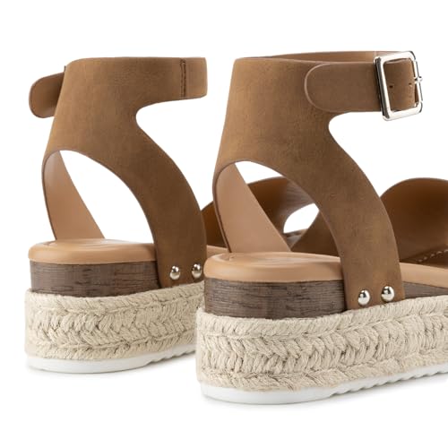 Image of Athlefit Women's Espadrille Platform Wedge Sandals | Adjustable Ankle Strap Buckle,Comfortable Open Toe Flatform,Summer Casual Daily Wear for All-Day