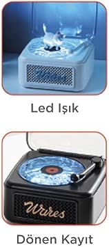 Torima D61 Sarı Mini Nostalji Plak Görünüm Dekor Waves Bluetooth Işıklı Müzik Çalar Saat Tf Kart Aux Özellikli