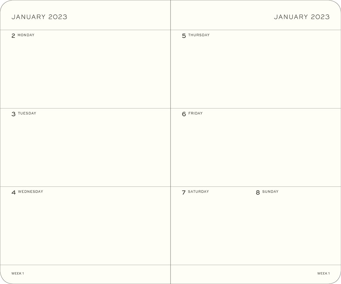Leuchtturm1917 365954 - Agenda settimanale Pocket, A6, 2023, 12 mesi, in lingua inglese (formato in lingua italiana non garantita), colore verde oliva (Olive)