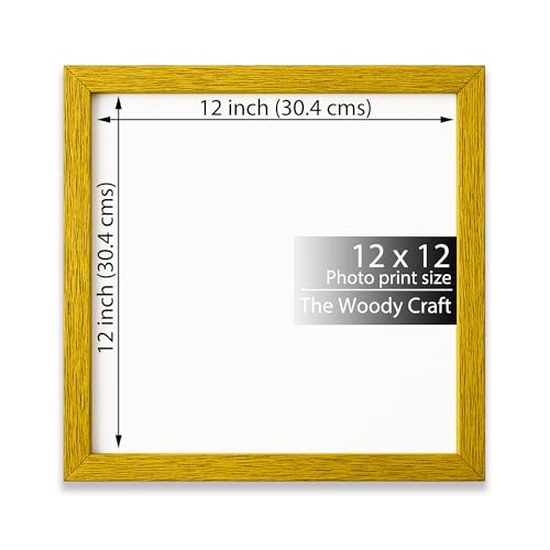 Image of 12x12 inch Square Frame | Yellow Photo Frame For Wall With Radiant Appeal | Wall Frame For Home Decoration | Wooden Photo Frame With Modern Touch | Hanging Photo Frame For Easy Setup