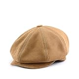 TINGSHC BKSYOFU Gorra Octogonal marrón Claro, Gorra de Ante con Lengua de Pato, Boina, Sombrero Informal británico for Hombre(Large)