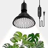 SpeePlant Hanging Grow Lights for Indoor Plants, 25W 5000K, LED Hanging Grow Light Bulbs with Timer, Height Adjustable Hanging Plant Light, Full Spectrum Pendant Grow Light for Seed Starting, Black