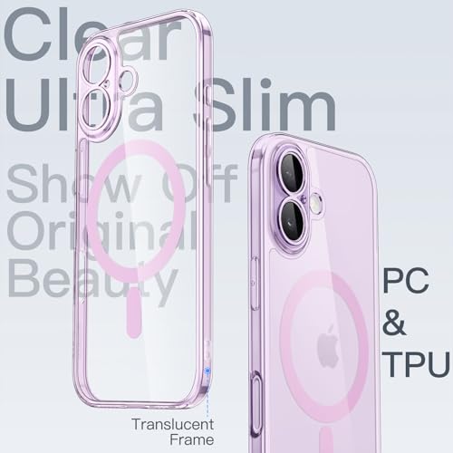 Image of JETech Magnetic Slim Case for iPhone 17 6.3-Inch Compatible with MagSafe, Camera Lens Full Protection, Ultra-Thin Lightweight Clear Minimalist Protective Phone Cover (Lavender)