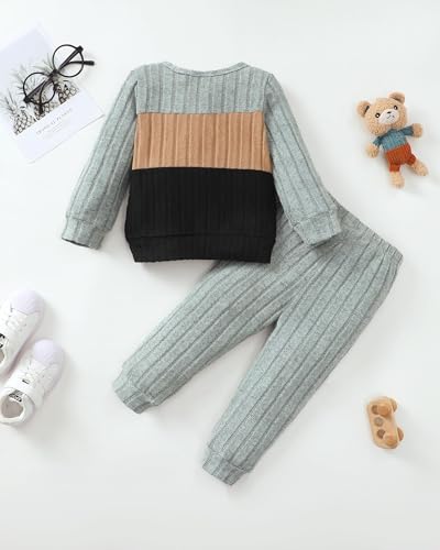 Image of NZRVAWS Toddler Baby Boy Clothes Infant Fall Winter Outfit Long Sleeve Pant Top Set 2Pcs Sweatshirt 0 Month-3 Years