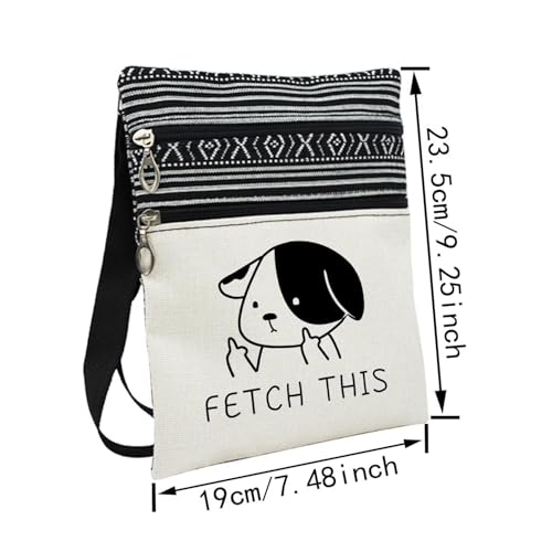 Funny Puppy Messenger Bag Small Ethnic Pattern Printed Adjustable Strap Crossbody Zipper Bag Fetch This Phone Bag Wallet Cute Shoulder Handbag for Dog Lovers Women2