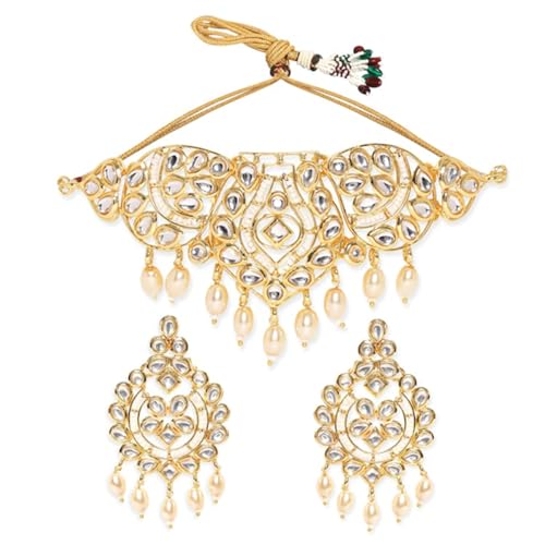 Rubans Kundan-Studded Pearl-Beaded Necklace Earring choker Jewellery Set For Women (B0D6RXLY3M) Amazon Price History, Amazon Price Tracker