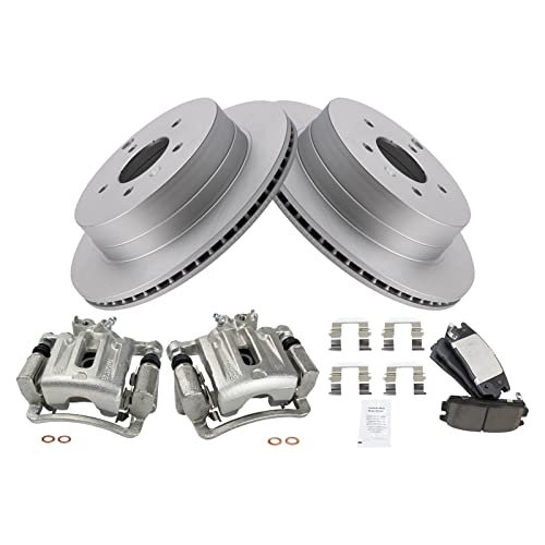 Image of TRQ Rear Brake Pad and Rotor Set Ceramic Vented Rotors Calipers