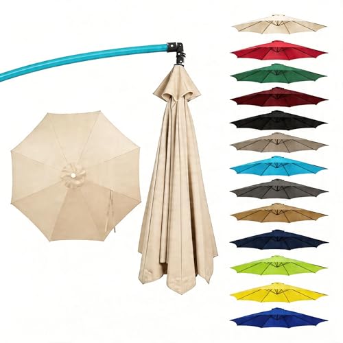 11FT Cantilever Patio Umbrella Replacement Canopy 8 Ribs 64-66 Upgraded 600D 250GSM Heavy-Duty Fabric Waterproof & UV Resistant Beige (Canopy Only)