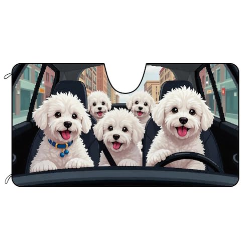BAGEYOU Auto Windschutzscheibe Sonnenschutz Bichon Frise Familienfahrzeug...