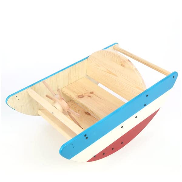 Image of Ariro Wooden Boat Rocker | for Boy & Girl | Vestibular Development, Whole Body Coordination & Exercise | Made of Imported Sturdy Wood | Wide Base & Wooden Handle Keeps Child Safe & Steady
