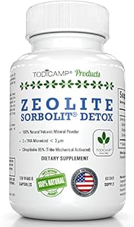 Zeolite Detox - Zeolite Capsules Sorbolit by TODICAMP - Ultra FINE 1-2 µm - Zeolite Clinoptilolite Powder 95% - 3X Activated - 120 Capsules - Zeolite Powder Supplement - 2 Months Supply