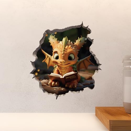 Vinilo Decorativo Dragón Lectura con Efecto 3D miniatura 4