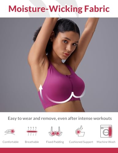 Image of baleaf Sweatleaf Adjustable Sports Bras for Women, Padded Racerback Yoga Bra, High Impact Molded Cup Workout Bra