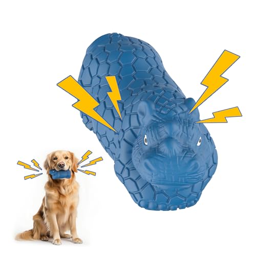 Jewyow Naturkautschuk Unzerstörbares Hundespielzeug, Kauspielzeug Hund Unzerstörbar Hundespielzeug für Aggressive Kauer, Robuster Quietschen Interaktives Spielzeug für Mittelgroße, Große Hunde(Blau)