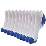 5 Pairs Men's No Show No Smell Athletic Ankle Compression Blue Socks for Basketball & Running