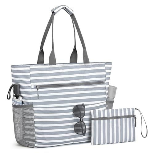 Beach Tote Bag for Women Waterproof Sandproof Beach Bags with Wet Compartment Large Tote for Vacation Pool & Travel