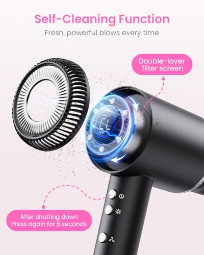 Secador de Pelo Ionico BESTOPE PRO, 110.000 RPM Secador Ionico Profesional, con 5 Velocidades y 6 Temperaturas, Tecnología de Iones Negativos, Negro - imagen 4