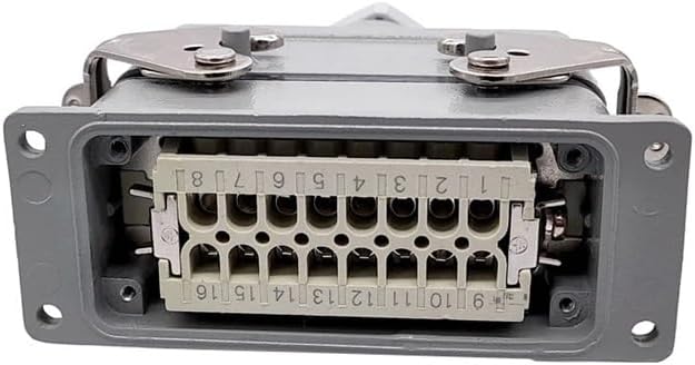 Heavy Duty Connectors HDC-HE-016-1/2/3/4 F/M 16pin 16A 500V Industrial Rectangular Aviation Connector Plug Screw Connection(Hdc-he-016-1)