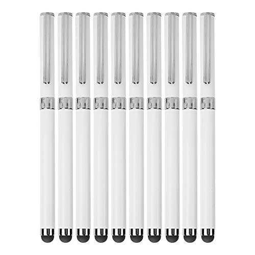 Stylets pour écran tactile capacitif lot de 10 stylos billes métal blancs