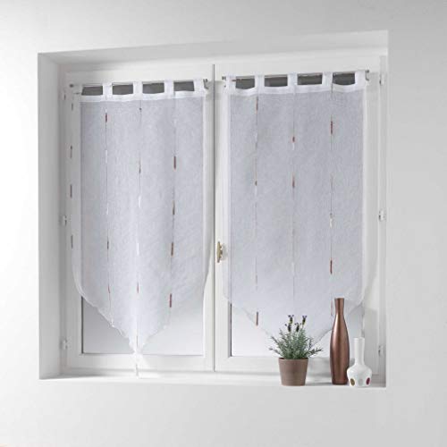 Douceur d'intérieur paire pompon passants 2 x 90 x 120 cm voile sable fils chenille chenilla naturel