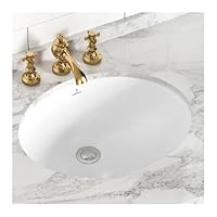 SmartSylva Ovale Unterbau-Waschbecken, 43,5 x 35,6 cm, Keramik, Waschbecken mit Überlauf, weiße