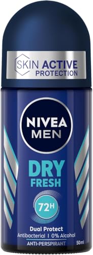 NIVEA MEN Dry Fresh Deodorante Roll-on 6 x 50 ml, Deodorante uomo con formula Dual Active, Deodorante anti-traspirante per 72 h di intensa freschezza sulla pelle