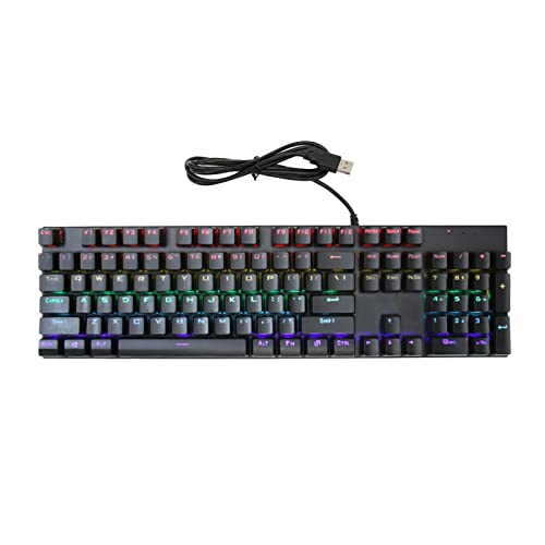 104 Keys Mechanical Keyboard with Blue, RGB Gaming Keyboard, 28 Backlight Modes Dual Color Injection Keycaps, Wired Keyboard for for OS X for, Ergonomic
