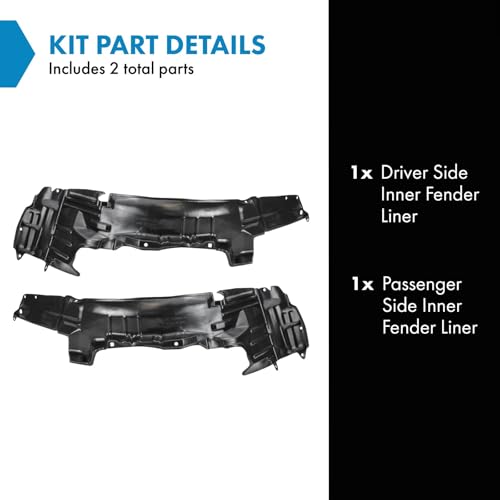 Image of TRQ Inner Fender Liner Set Compatible with 1997-2001 Mitsubishi Mirage MI1248101 MI1249101