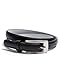 Solid Color Leather Adjustable Skinny Belt, Medium (32"-35"), Black